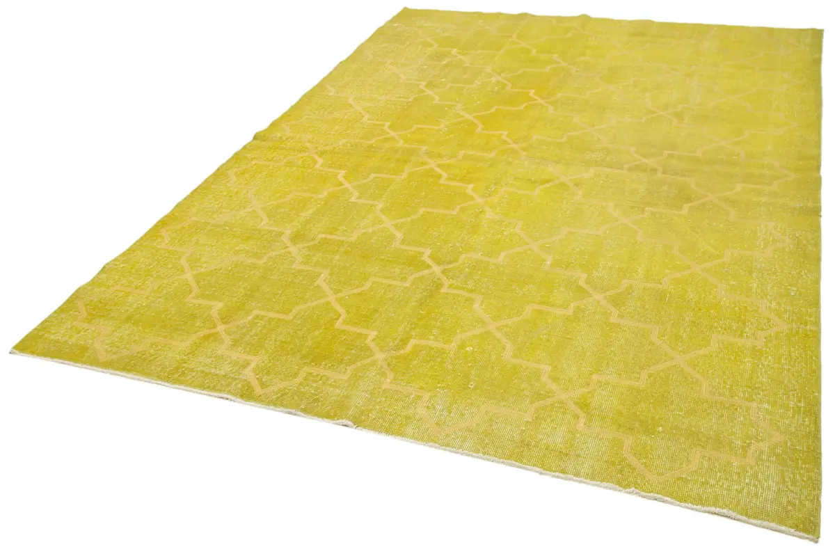 Modern Halı- Sarı Pamuk Üzerine Yün El Dokuma Halı-198x287 - Görsel 3