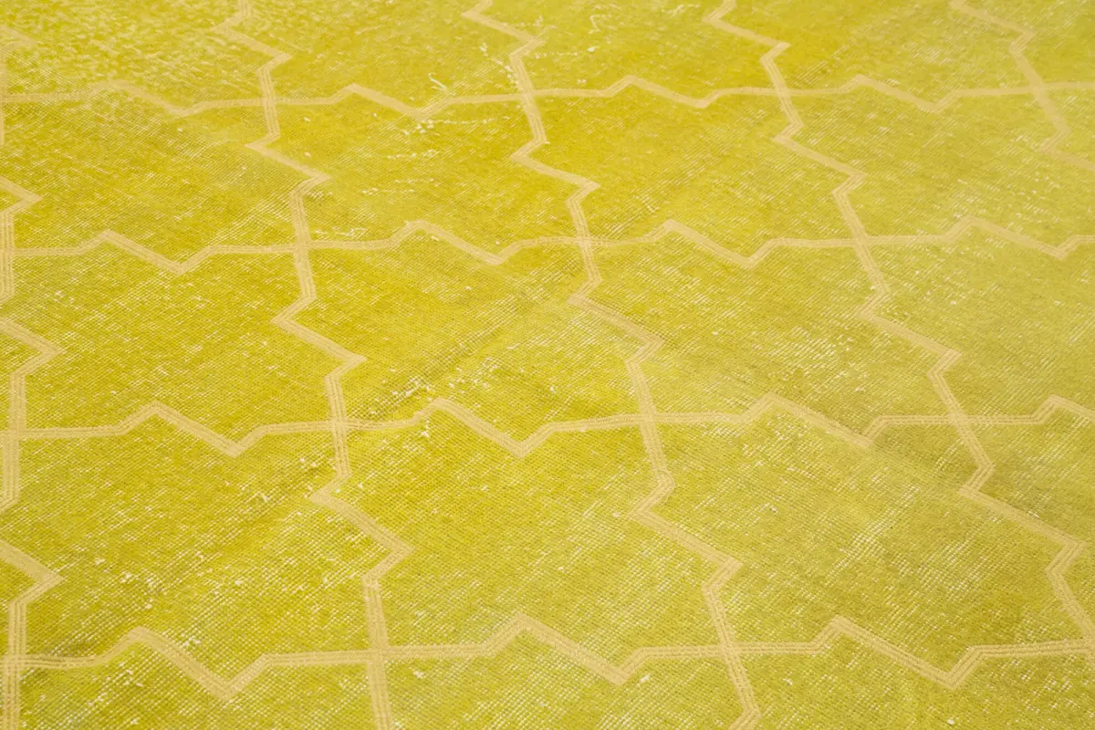 Modern Halı- Sarı Pamuk Üzerine Yün El Dokuma Halı-198x287 - Görsel 5