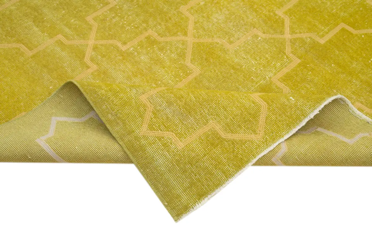 Modern Halı- Sarı Pamuk Üzerine Yün El Dokuma Halı-198x287 - Görsel 6