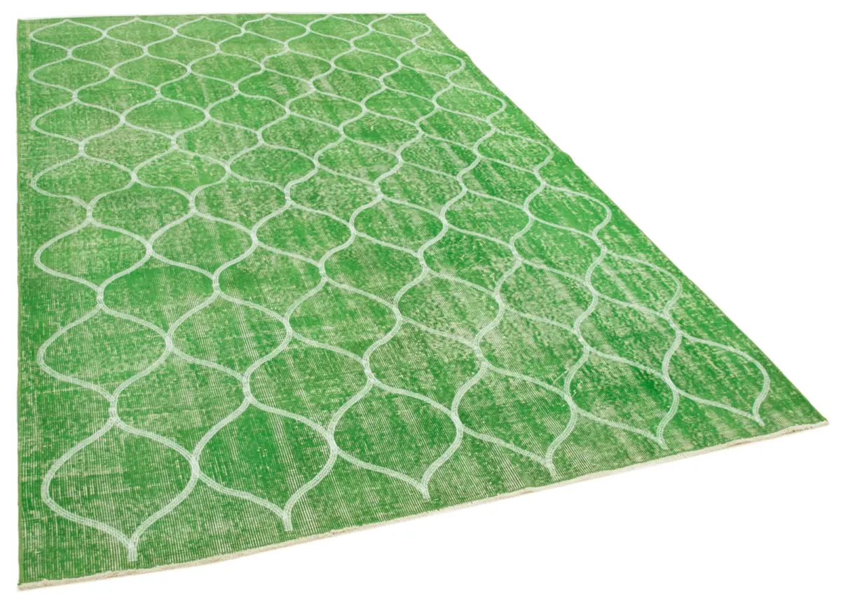 Modern Halı- Yeşil Pamuk Üzerine Yün El Dokuma Halı-180x280 - Görsel 2