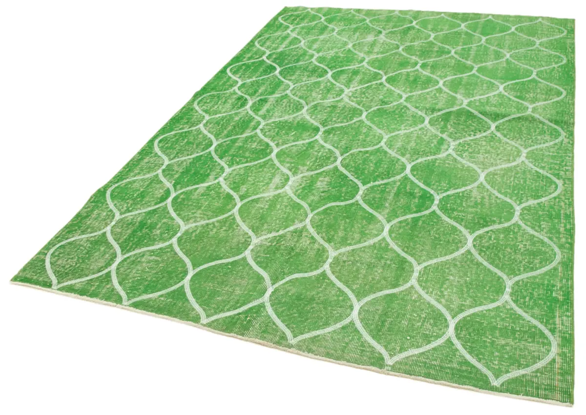 Modern Halı- Yeşil Pamuk Üzerine Yün El Dokuma Halı-180x280 - Görsel 3