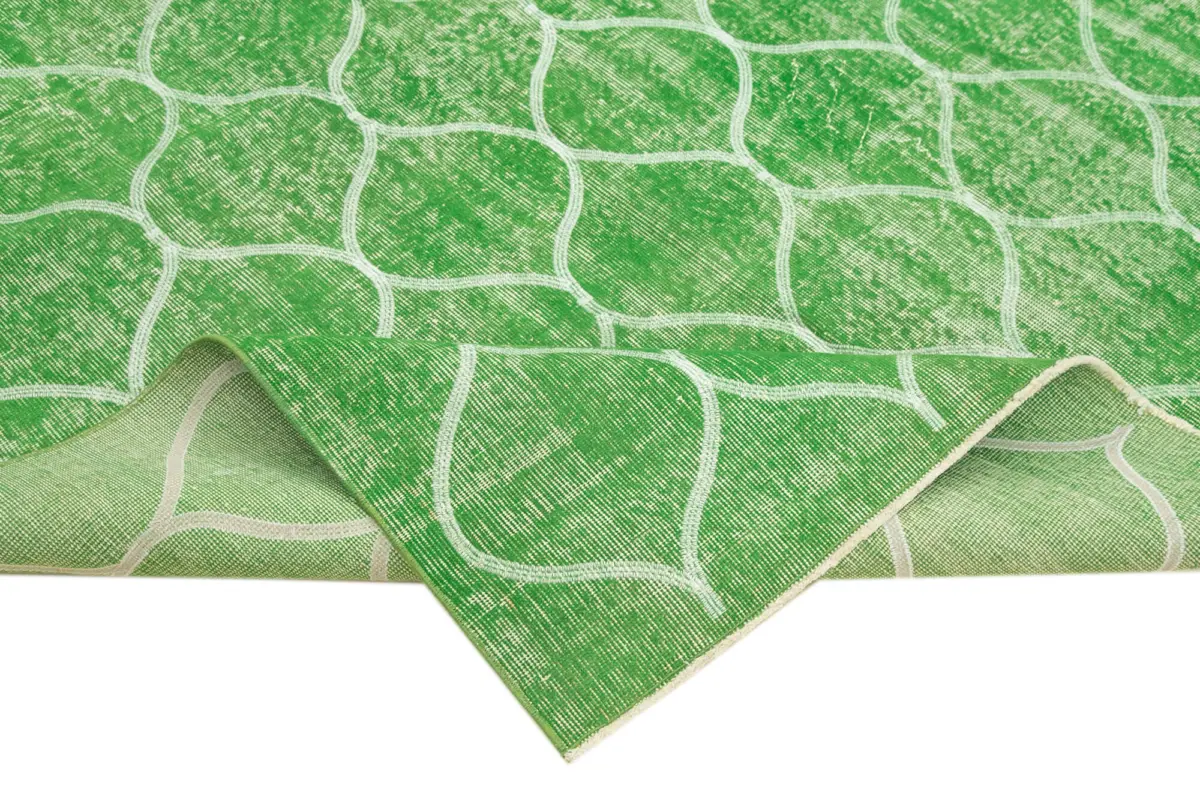 Modern Halı- Yeşil Pamuk Üzerine Yün El Dokuma Halı-180x280 - Görsel 6