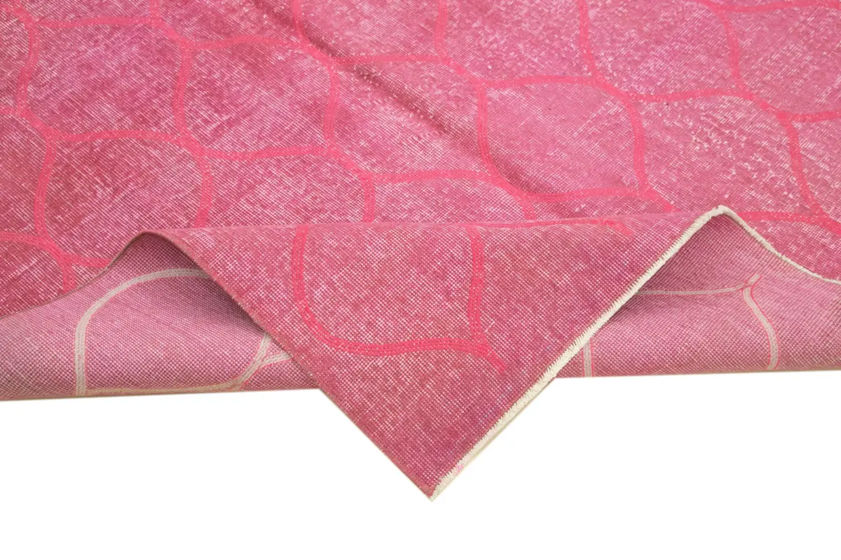 Modern Halı- Pembe Pamuk Üzerine Yün El Dokuma Halı-166x270 - Görsel 6