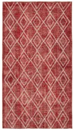 Modern Halı- Kırmızı Pamuk Üzerine Yün El Dokuma Halı-151x265