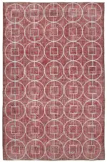 Modern Halı- Kırmızı Pamuk Üzerine Yün El Dokuma Halı-210x322