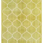 Modern Halı- Sarı Pamuk Üzerine Yün El Dokuma Halı-139x307