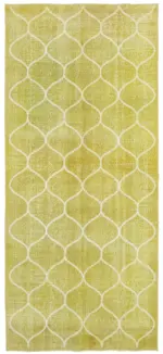 Modern Halı- Sarı Pamuk Üzerine Yün El Dokuma Halı-139x307