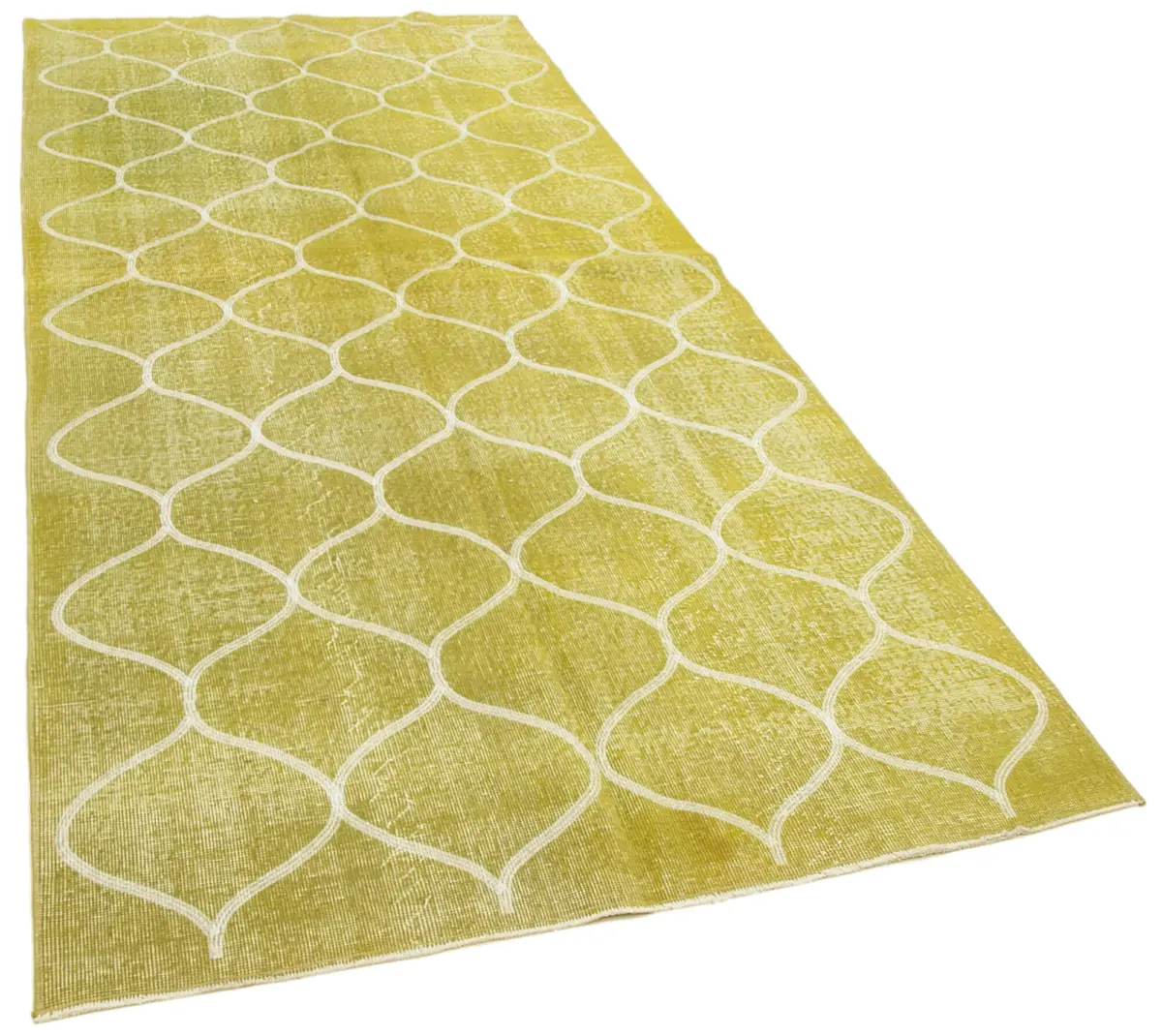 Modern Halı- Sarı Pamuk Üzerine Yün El Dokuma Halı-139x307 - Görsel 2