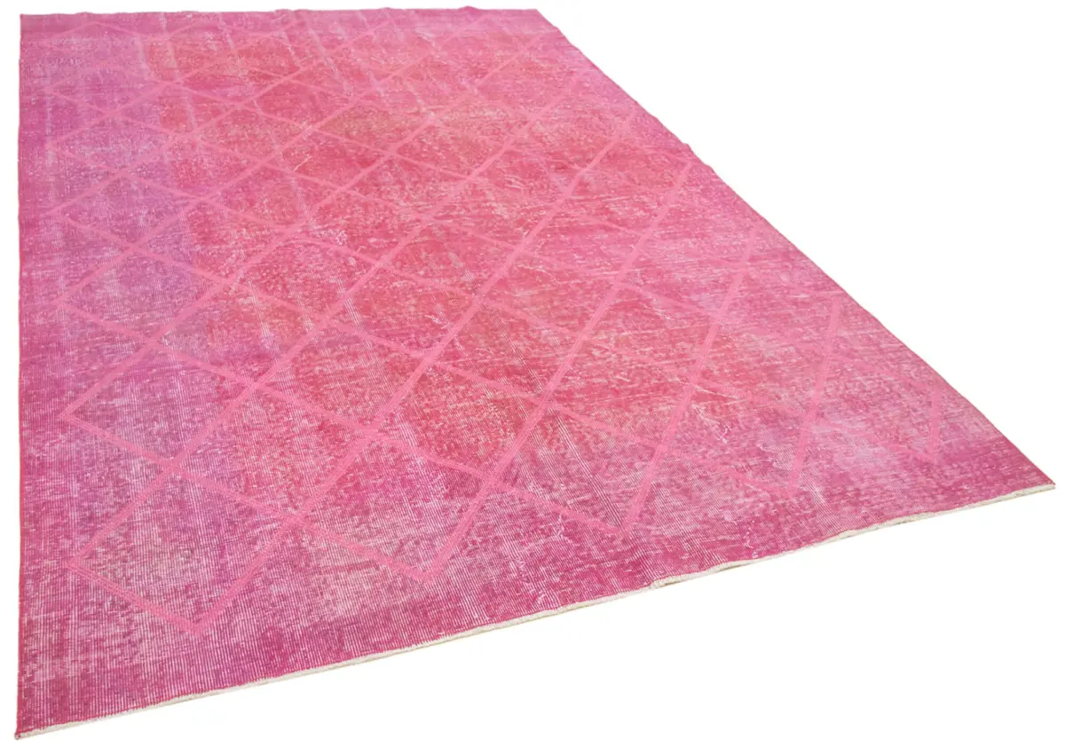 Modern Halı- Pembe Pamuk Üzerine Yün El Dokuma Halı-201x300 - Görsel 2