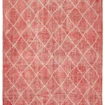 Modern Halı- Kırmızı Pamuk Üzerine Yün El Dokuma Halı-200x301