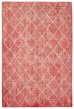 Modern Halı- Kırmızı Pamuk Üzerine Yün El Dokuma Halı-200x301