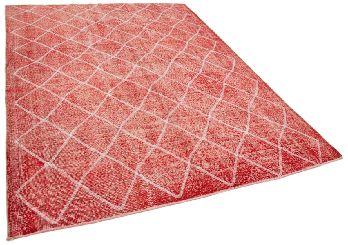 Modern Halı- Kırmızı Pamuk Üzerine Yün El Dokuma Halı-200x301 - Görsel 2