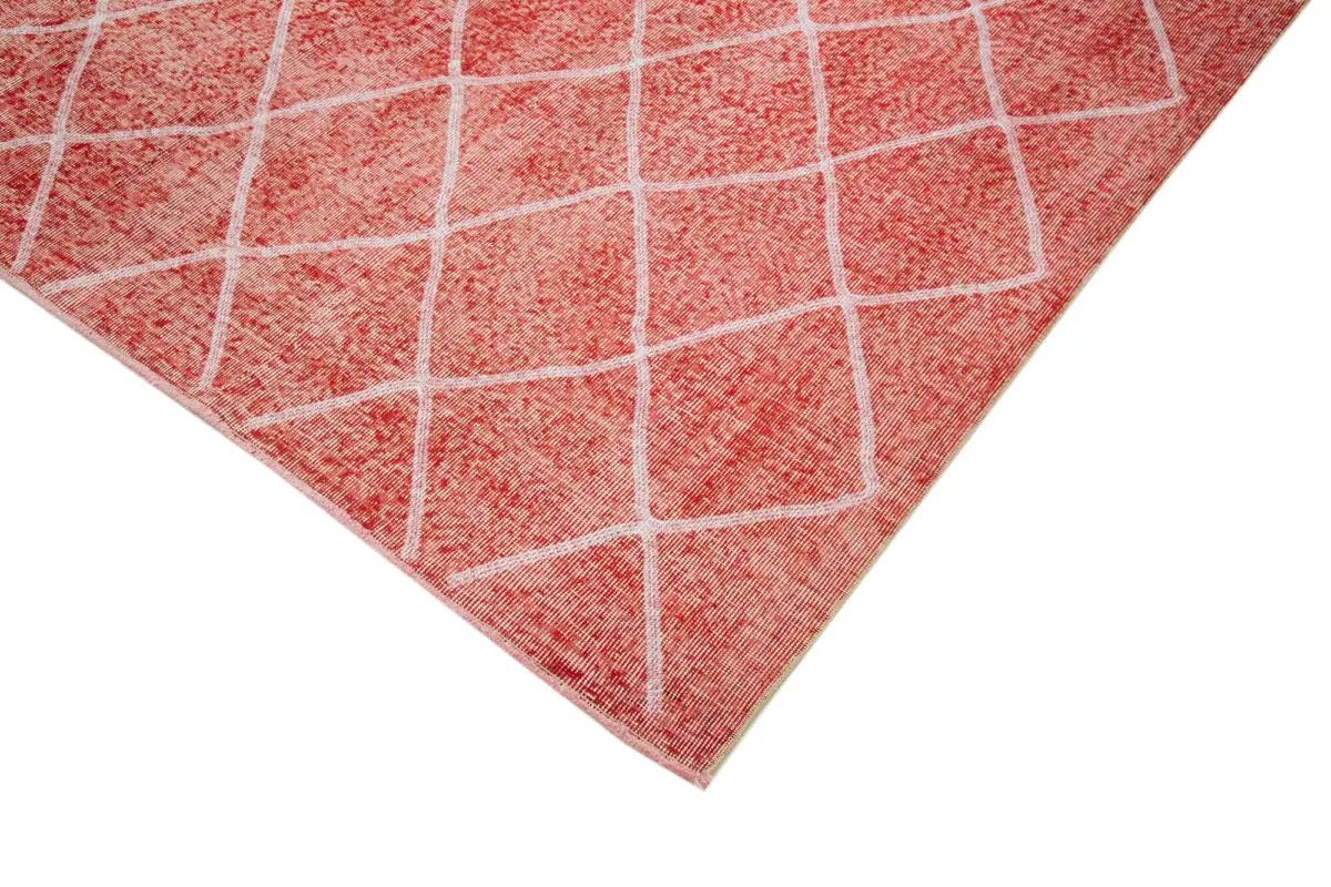 Modern Halı- Kırmızı Pamuk Üzerine Yün El Dokuma Halı-200x301 - Görsel 4