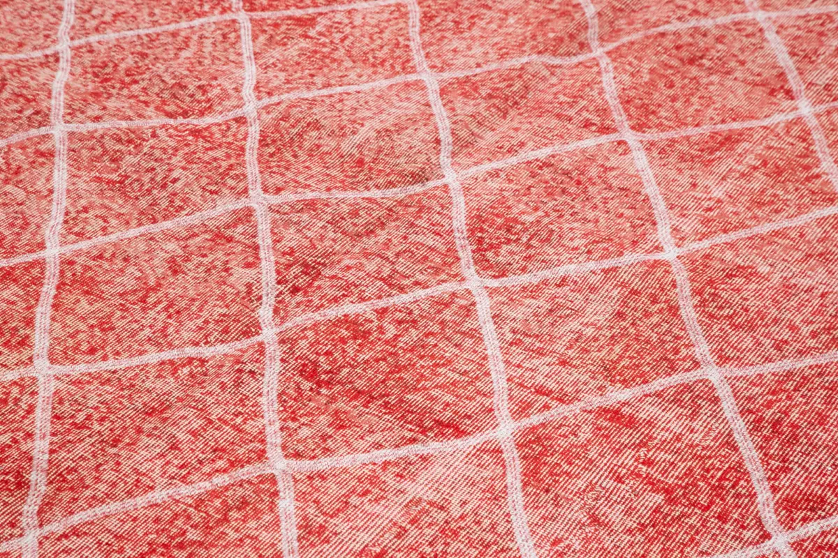 Modern Halı- Kırmızı Pamuk Üzerine Yün El Dokuma Halı-200x301 - Görsel 5