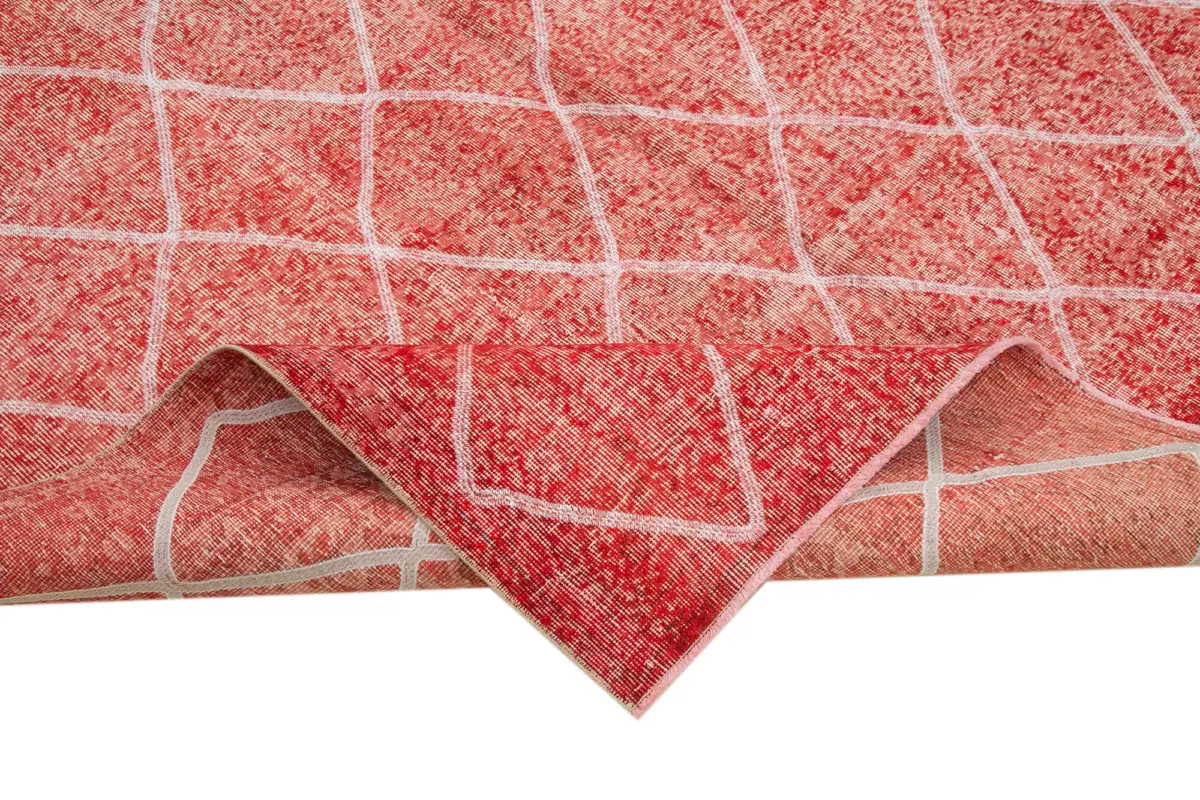 Modern Halı- Kırmızı Pamuk Üzerine Yün El Dokuma Halı-200x301 - Görsel 6