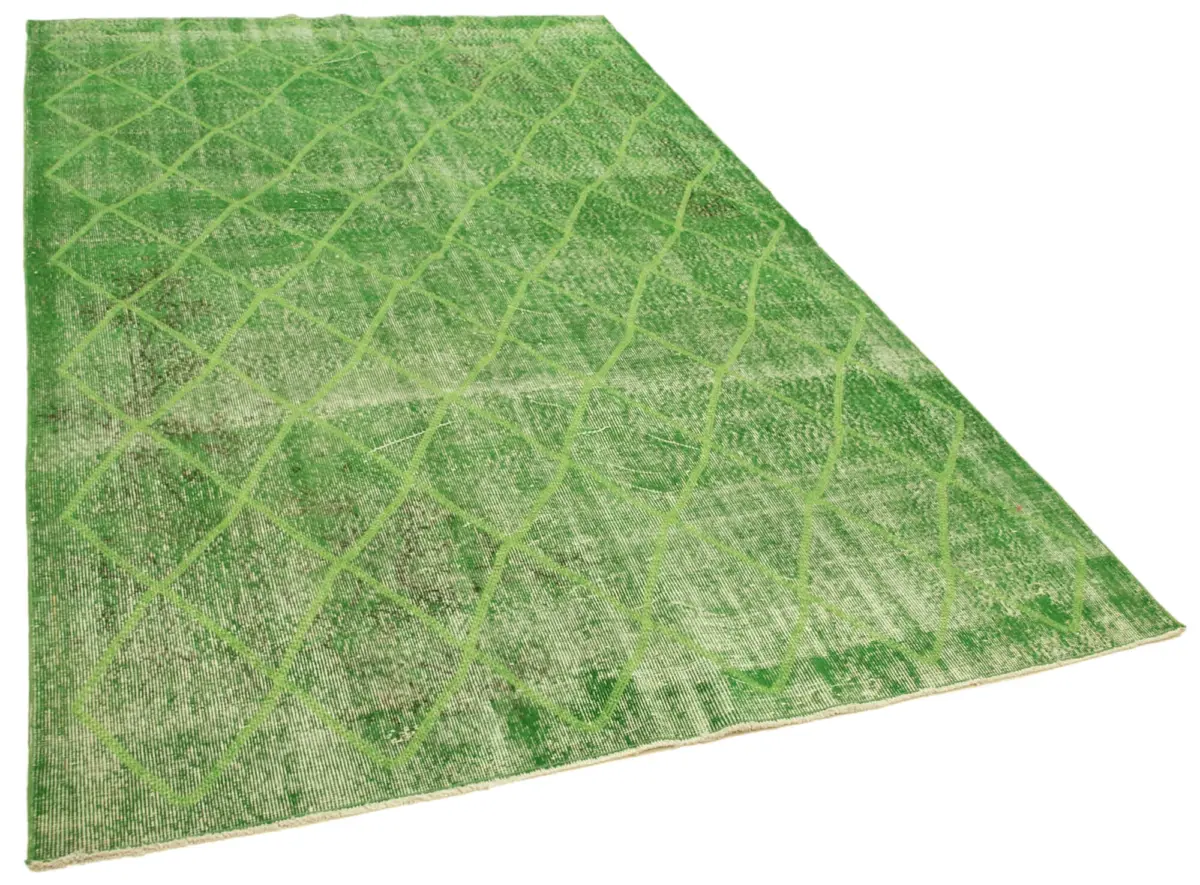 Modern Halı- Yeşil Pamuk Üzerine Yün El Dokuma Halı-175x288 - Görsel 2