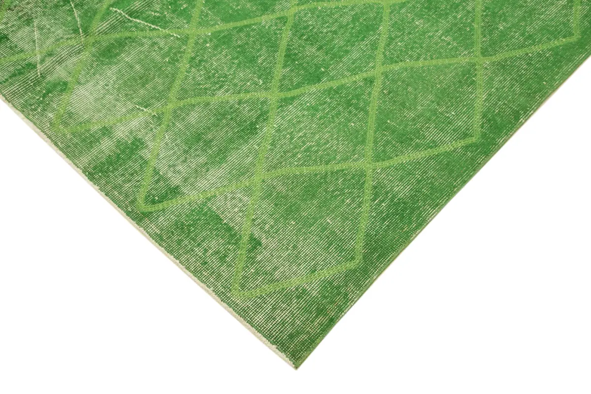 Modern Halı- Yeşil Pamuk Üzerine Yün El Dokuma Halı-175x288 - Görsel 4