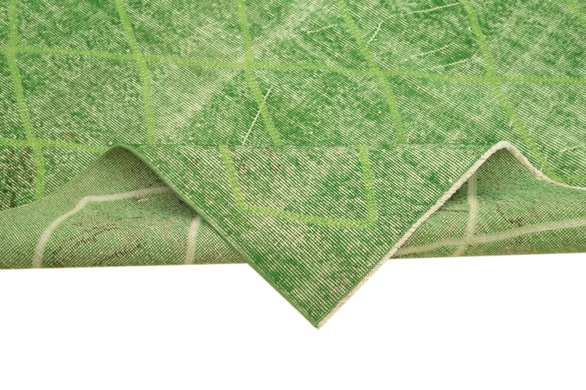 Modern Halı- Yeşil Pamuk Üzerine Yün El Dokuma Halı-175x288 - Görsel 6