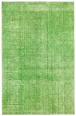 Modern Halı- Yeşil Pamuk Üzerine Yün El Dokuma Halı-196x298