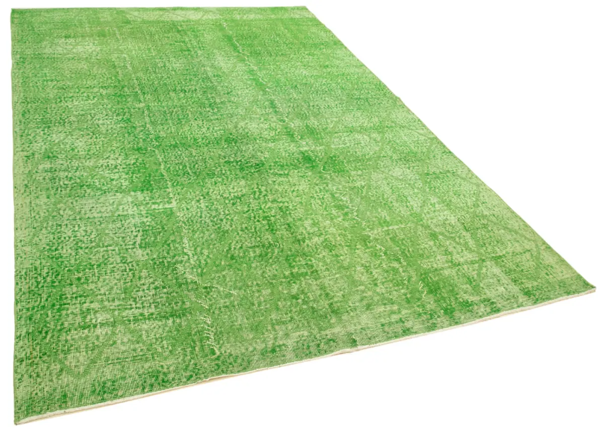 Modern Halı- Yeşil Pamuk Üzerine Yün El Dokuma Halı-196x298 - Görsel 2