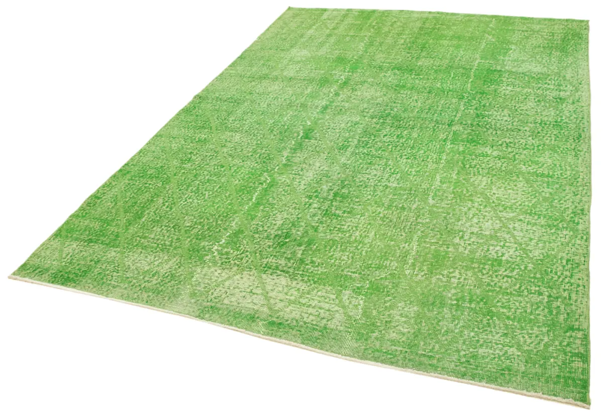 Modern Halı- Yeşil Pamuk Üzerine Yün El Dokuma Halı-196x298 - Görsel 3