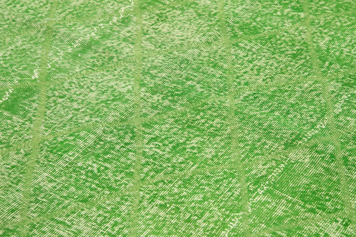 Modern Halı- Yeşil Pamuk Üzerine Yün El Dokuma Halı-196x298 - Görsel 5