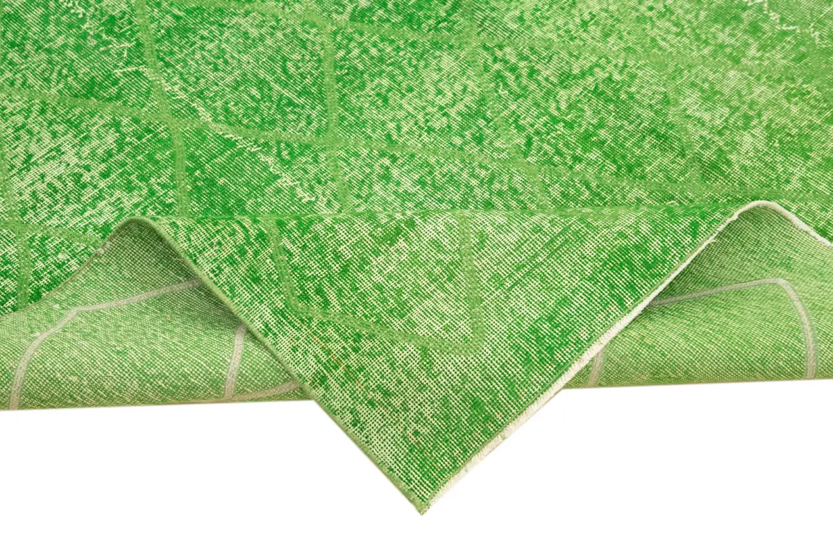 Modern Halı- Yeşil Pamuk Üzerine Yün El Dokuma Halı-196x298 - Görsel 6