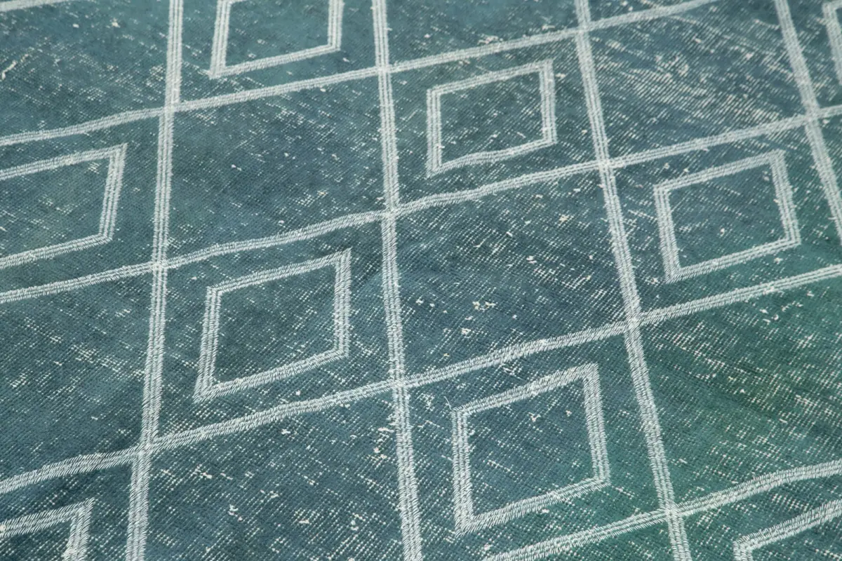 Modern Halı- Mavi Pamuk Üzerine Yün El Dokuma Halı-148x248 - Görsel 5