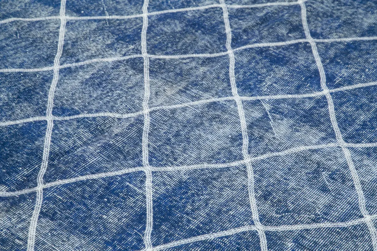 Modern Halı- Mavi Pamuk Üzerine Yün El Dokuma Halı-214x314 - Görsel 5