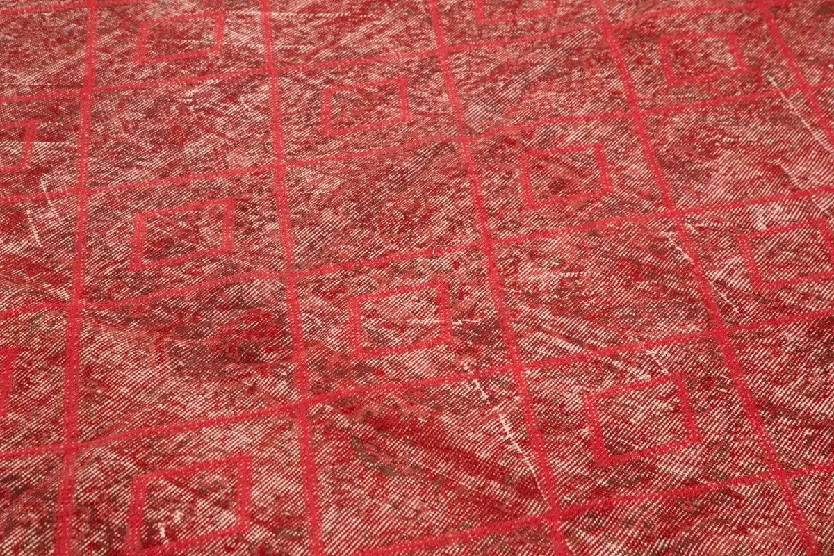 Modern Halı- Kırmızı Pamuk Üzerine Yün El Dokuma Halı-206x338 - Görsel 5