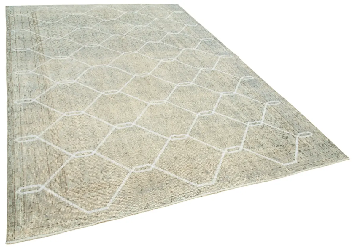 Modern Halı- Gri Pamuk Üzerine Yün El Dokuma Halı-204x295 - Görsel 2