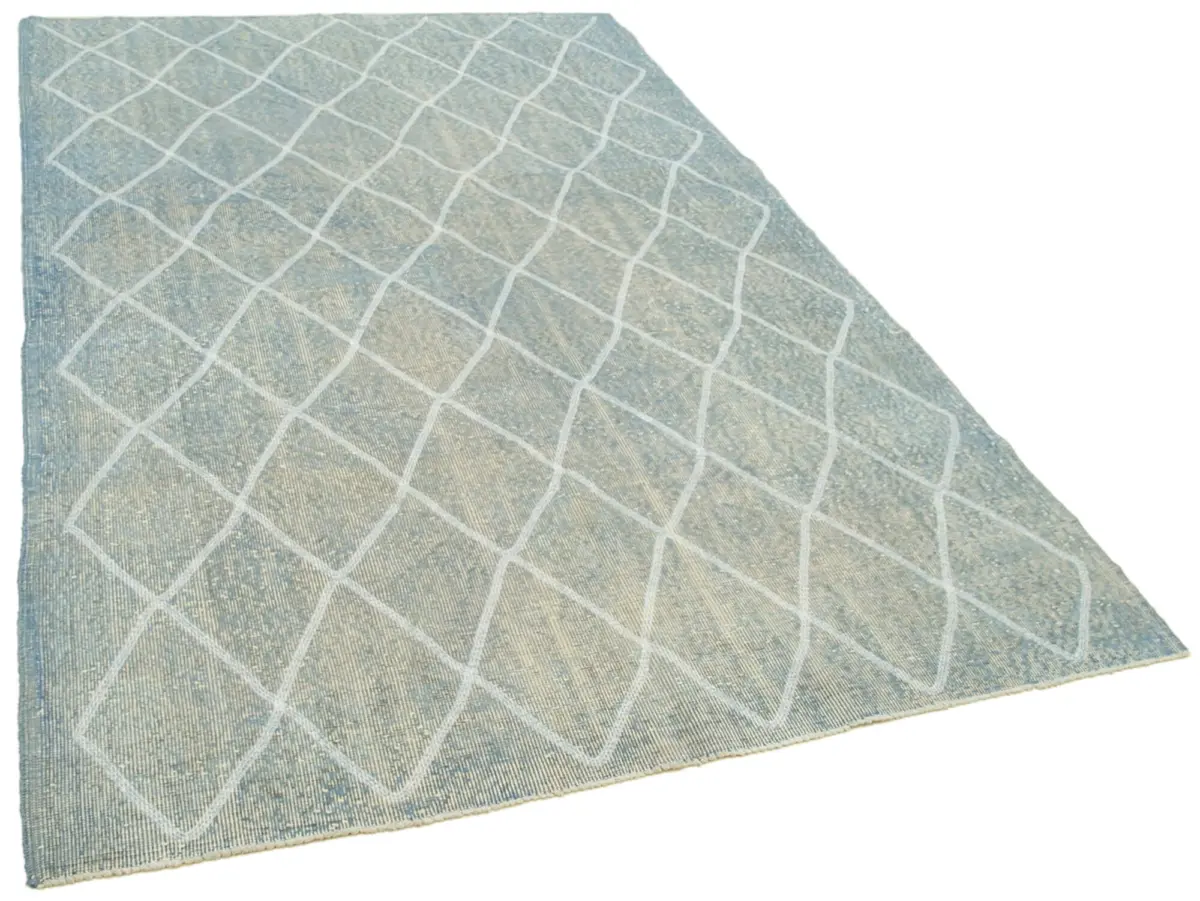 Modern Halı- Mavi Pamuk Üzerine Yün El Dokuma Halı-162x263 - Görsel 2