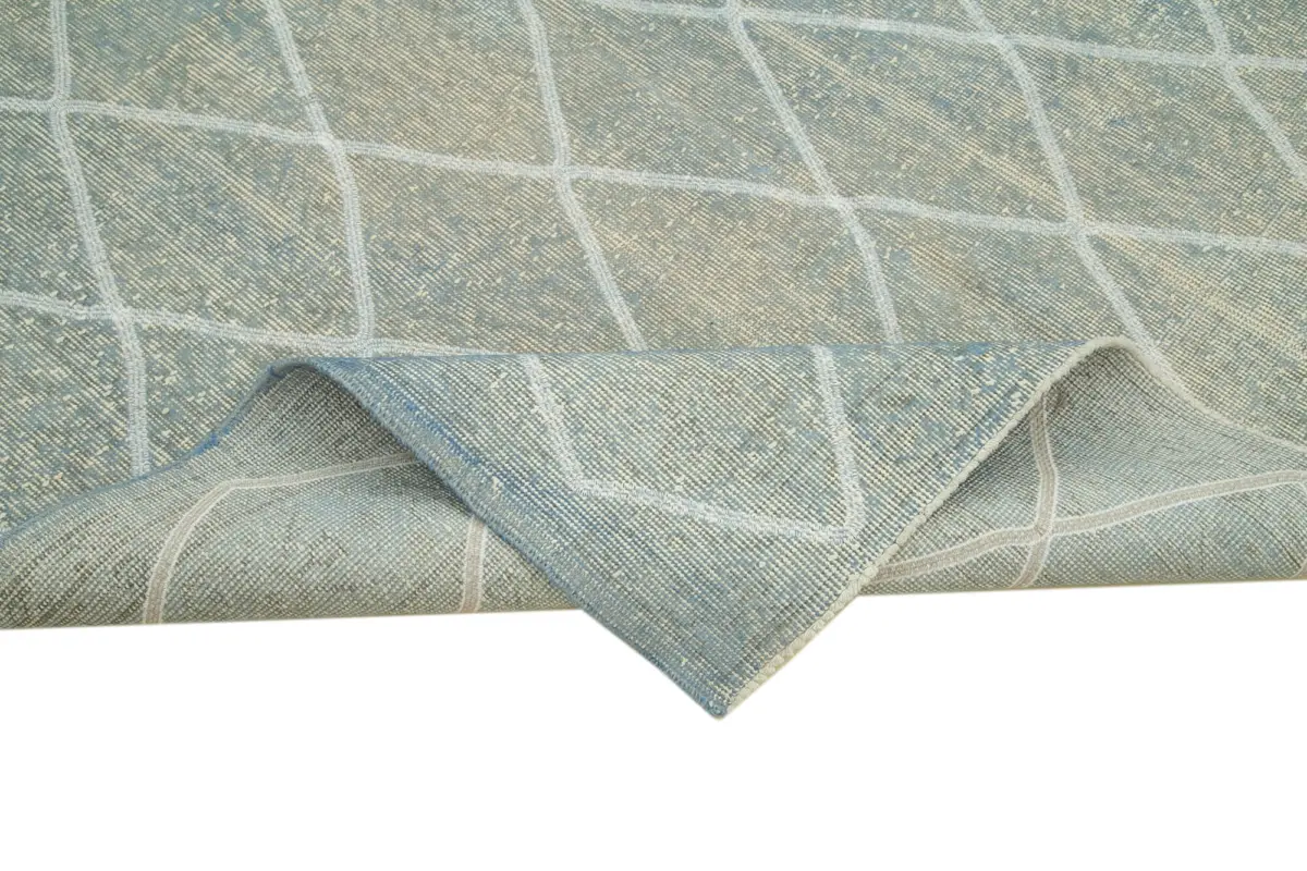 Modern Halı- Mavi Pamuk Üzerine Yün El Dokuma Halı-162x263 - Görsel 6
