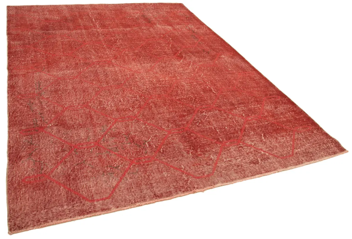 Modern Halı- Kırmızı Pamuk Üzerine Yün El Dokuma Halı-208x301 - Görsel 2