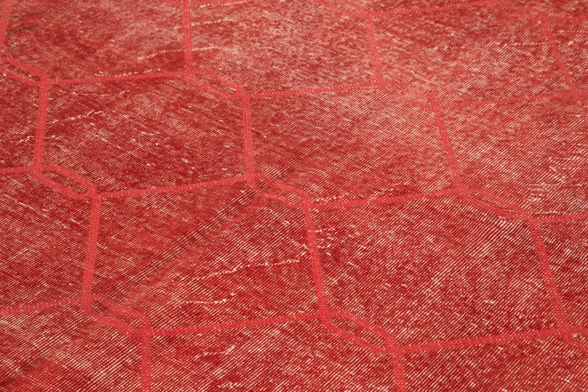 Modern Halı- Kırmızı Pamuk Üzerine Yün El Dokuma Halı-208x301 - Görsel 5