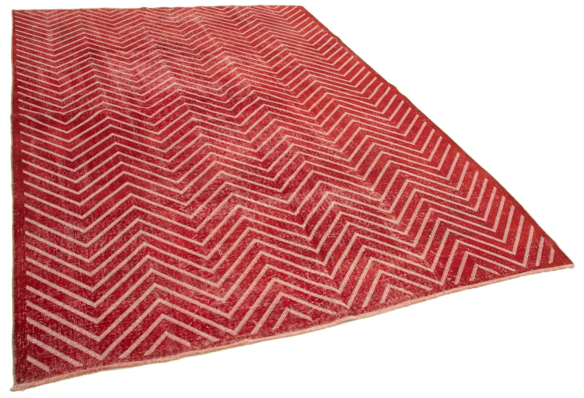 Modern Halı- Kırmızı Pamuk Üzerine Yün El Dokuma Halı-206x302 - Görsel 2