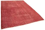 Modern Halı- Kırmızı Pamuk Üzerine Yün El Dokuma Halı-206x302 - Görsel 2
