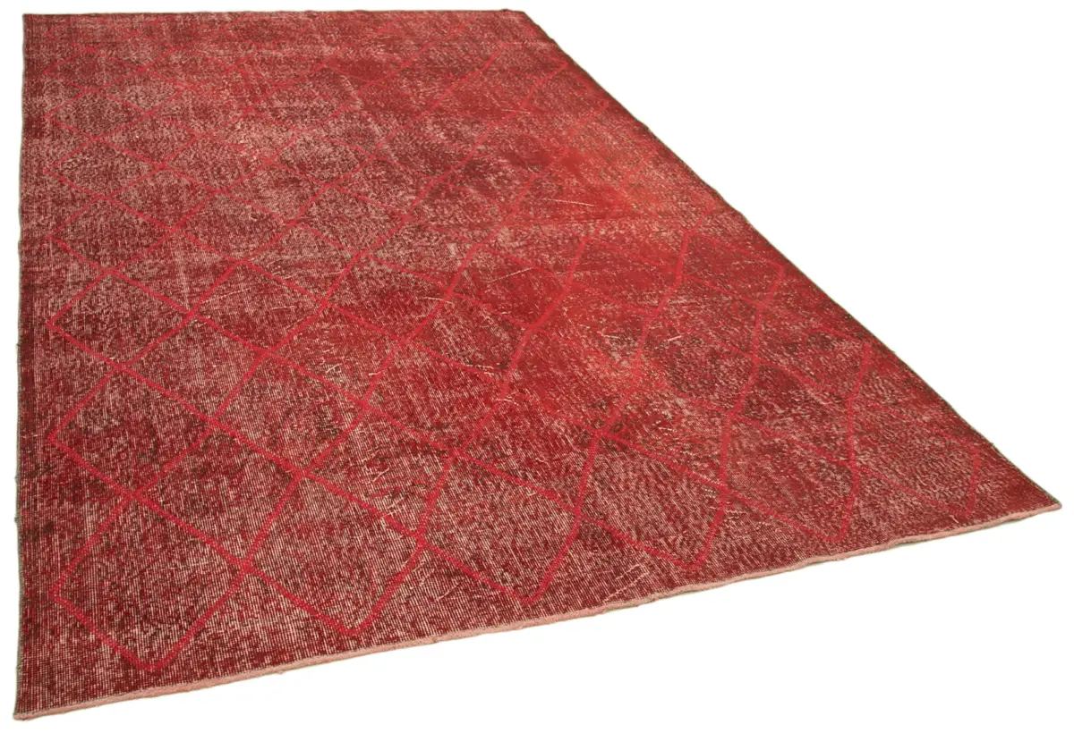 Modern Halı- Kırmızı Pamuk Üzerine Yün El Dokuma Halı-209x328 - Görsel 2