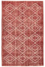 Modern Halı- Kırmızı Pamuk Üzerine Yün El Dokuma Halı-166x266