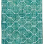 Modern Halı- Turkuaz Pamuk Üzerine Yün El Dokuma Halı-200x298