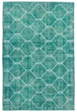 Modern Halı- Turkuaz Pamuk Üzerine Yün El Dokuma Halı-200x298