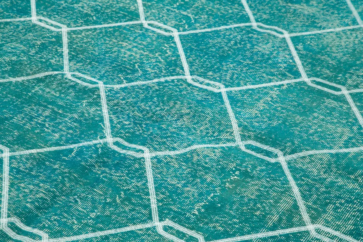 Modern Halı- Turkuaz Pamuk Üzerine Yün El Dokuma Halı-200x298 - Görsel 5