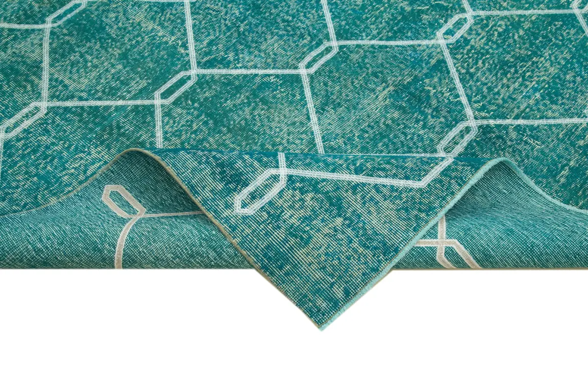 Modern Halı- Turkuaz Pamuk Üzerine Yün El Dokuma Halı-200x298 - Görsel 6