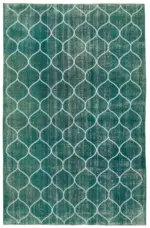 Modern Halı- Turkuaz Pamuk Üzerine Yün El Dokuma Halı-195x302