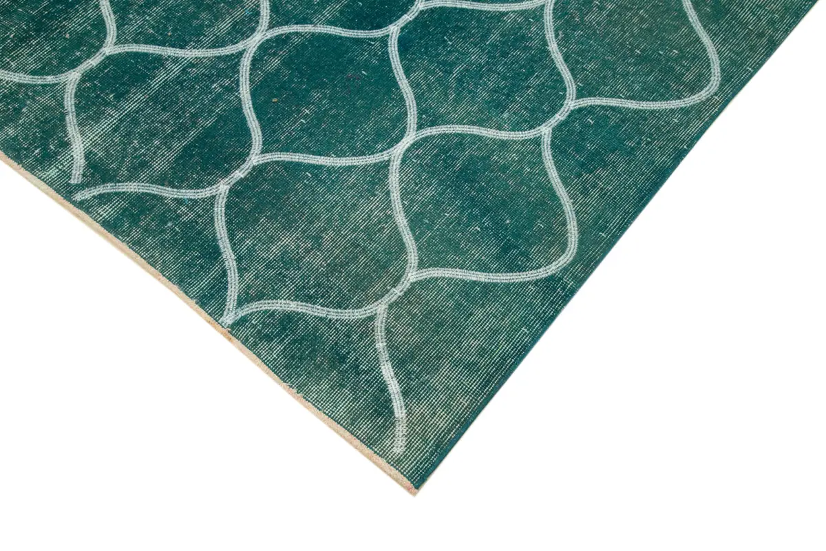 Modern Halı- Turkuaz Pamuk Üzerine Yün El Dokuma Halı-195x302 - Görsel 4