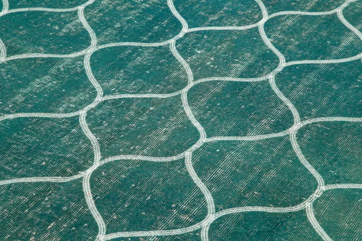 Modern Halı- Turkuaz Pamuk Üzerine Yün El Dokuma Halı-195x302 - Görsel 5