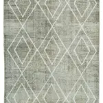 Modern Halı- Gri Pamuk Üzerine Yün El Dokuma Halı-158x256