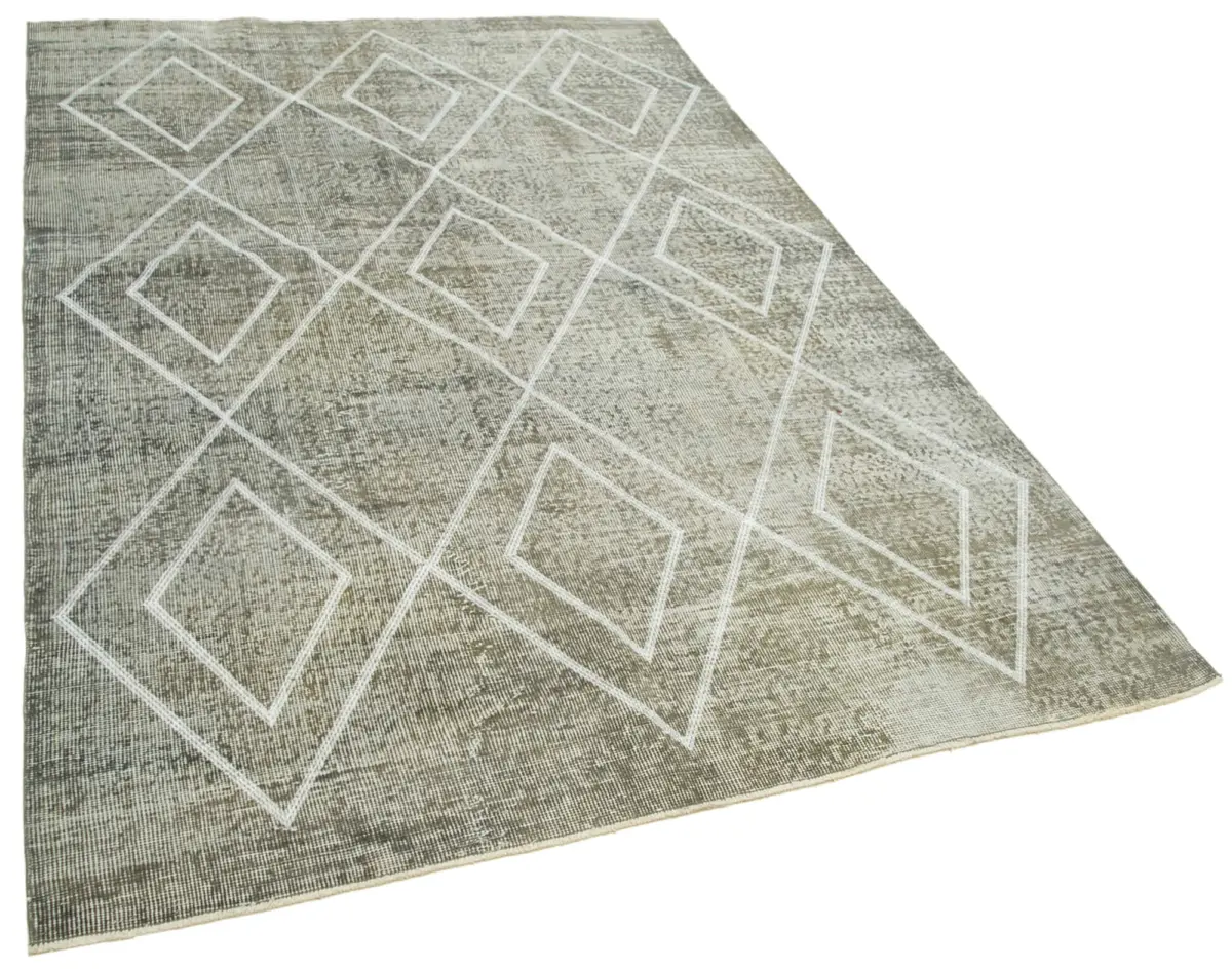 Modern Halı- Gri Pamuk Üzerine Yün El Dokuma Halı-158x256 - Görsel 2