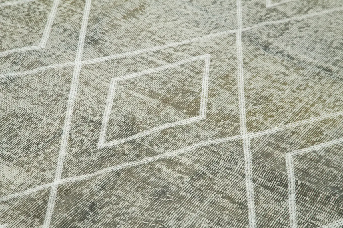 Modern Halı- Gri Pamuk Üzerine Yün El Dokuma Halı-158x256 - Görsel 5