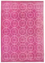 Modern Halı- Pembe Pamuk Üzerine Yün El Dokuma Halı-206x298